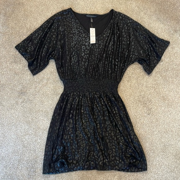 White House Black Market Dresses & Skirts - White House Black Market Kimono Sleeve Smocked Waist Dress Leopard Black Small